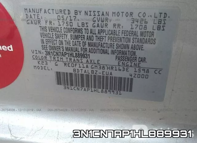 3N1CN7AP1HL889931 фото 8
