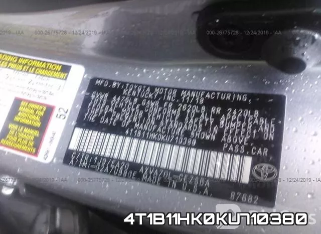 4T1B11HK0KU710380 фото 9