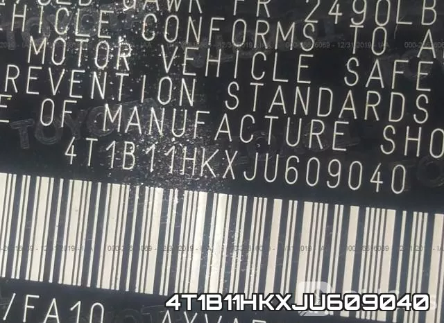 4T1B11HKXJU609040 фото 9