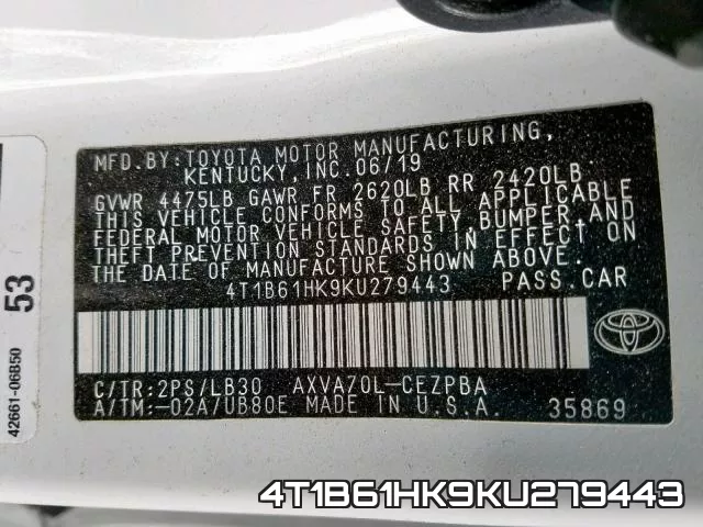 4T1B61HK9KU279443 фото 2