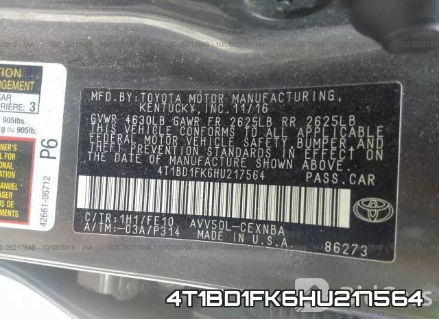 4T1BD1FK6HU217564 фото 10