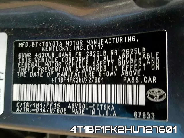 4T1BF1FK2HU727601 фото 2