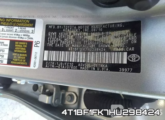 4T1BF1FK7HU298424 фото 10