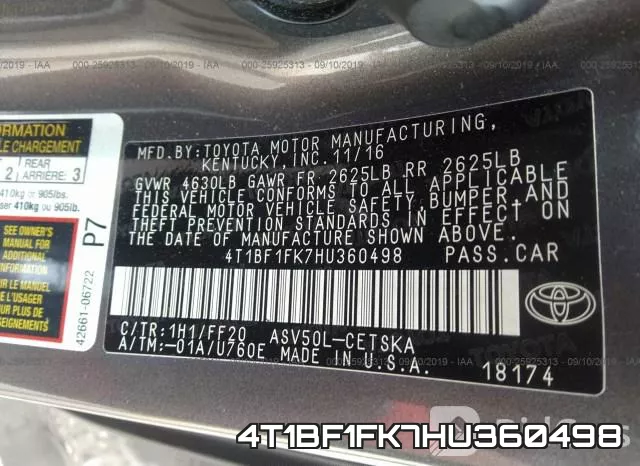 4T1BF1FK7HU360498 фото 9