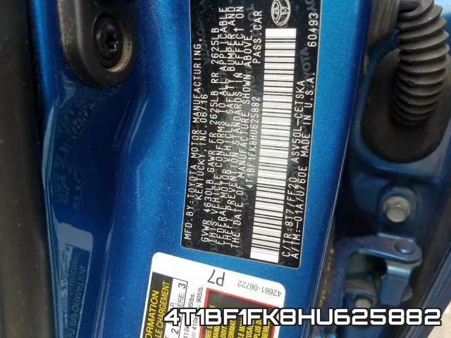 4T1BF1FK8HU625882 фото 2