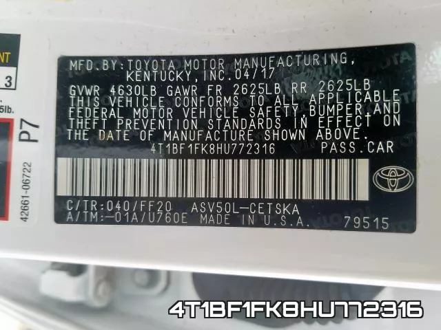 4T1BF1FK8HU772316 фото 2