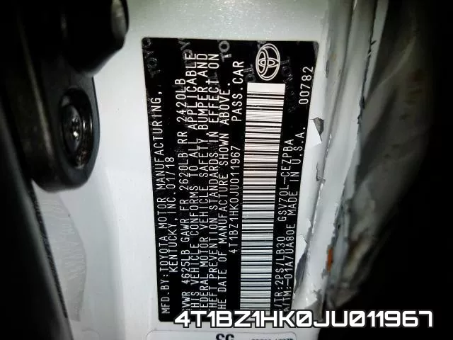 4T1BZ1HK0JU011967 фото 2