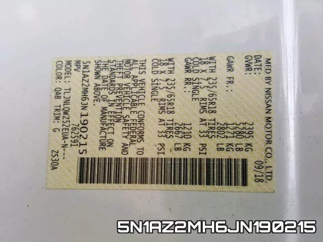 5N1AZ2MH6JN190215 фото 2