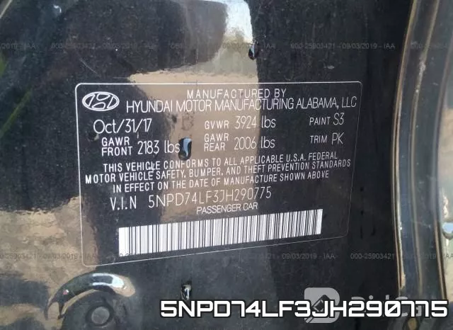 5NPD74LF3JH290775 фото 10