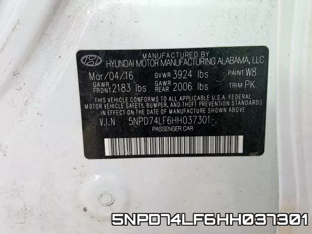 5NPD74LF6HH037301 фото 2