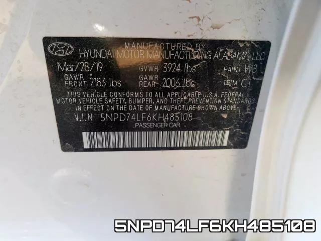 5NPD74LF6KH485108 фото 2