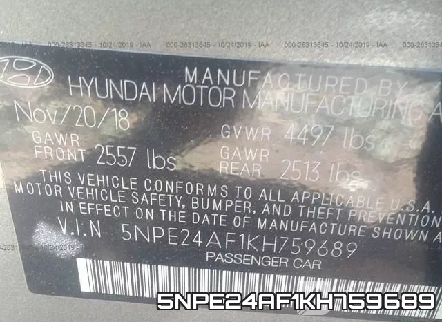 5NPE24AF1KH759689 фото 9