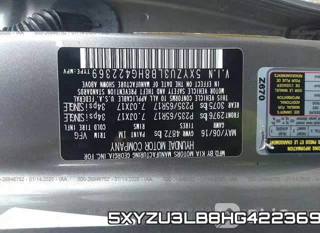 5XYZU3LB8HG422369 фото 7