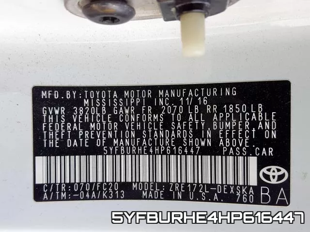 5YFBURHE4HP616447 фото 2