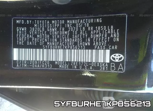 5YFBURHE7KP856213 фото 8