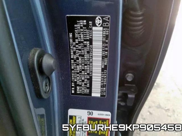 5YFBURHE9KP905458 фото 2