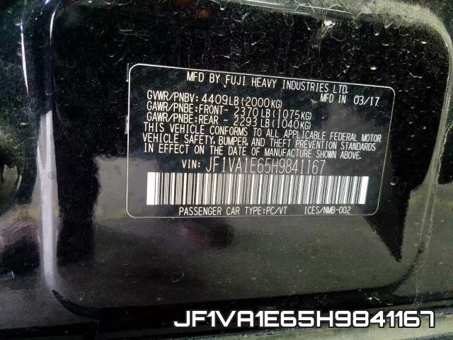 JF1VA1E65H9841167 фото 2