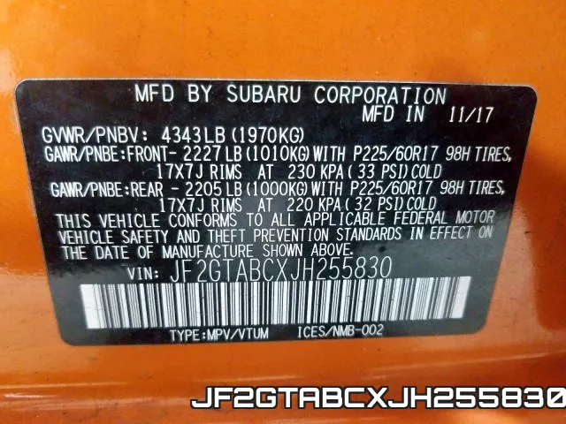 JF2GTABCXJH255830 фото 2