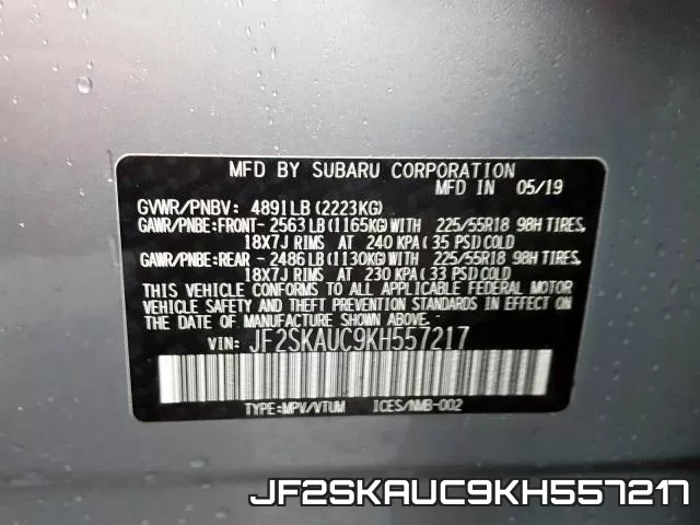 JF2SKAUC9KH557217 фото 2