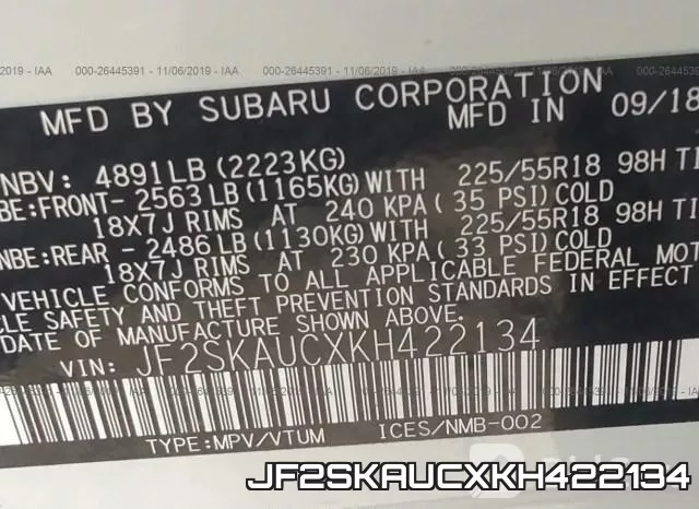 JF2SKAUCXKH422134 фото 8