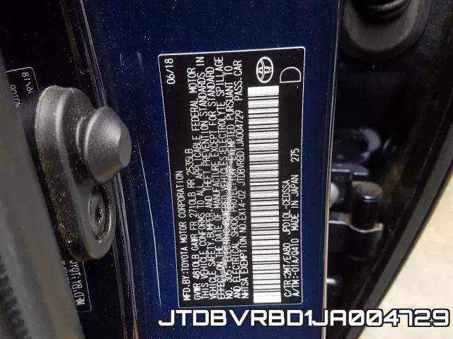 JTDBVRBD1JA004729 фото 2