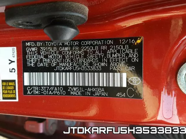 JTDKARFU5H3533833 фото 2