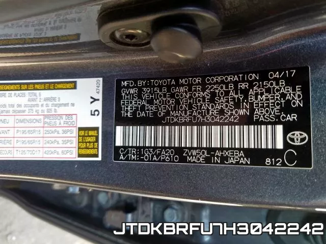 JTDKBRFU7H3042242 фото 2