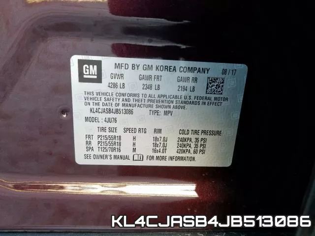 KL4CJASB4JB513086 фото 2
