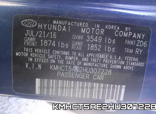 KMHCT5AE2HU307228 фото 6