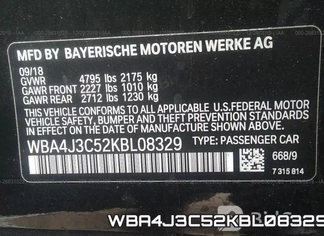 WBA4J3C52KBL08329 фото 9