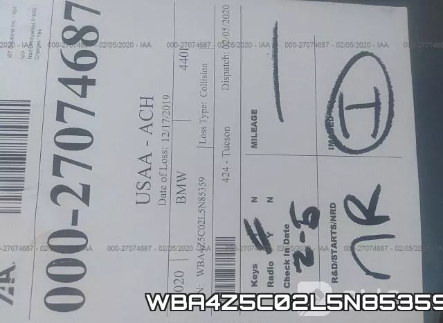 WBA4Z5C02L5N85359 фото 5