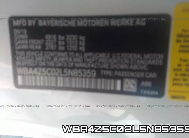 WBA4Z5C02L5N85359 фото 6