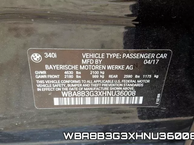 WBA8B3G3XHNU36008 фото 2
