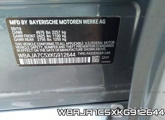 WBAJA7C5XKG912644 фото 9