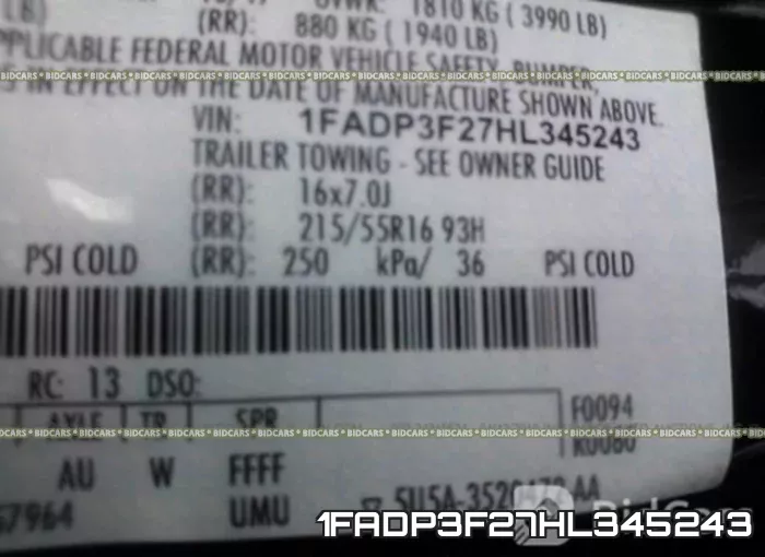 1FADP3F27HL345243 фото 10