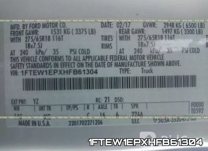1FTEW1EPXHFB61304 фото 10