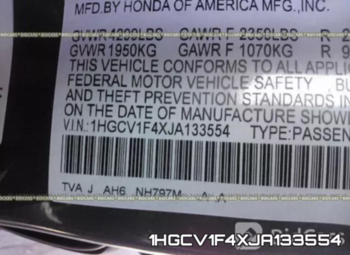 1HGCV1F4XJA133554 фото 10
