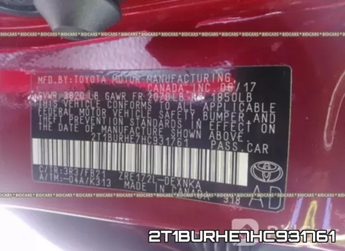 2T1BURHE7HC931761 фото 10