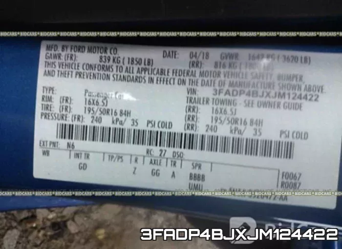 3FADP4BJXJM124422 фото 10