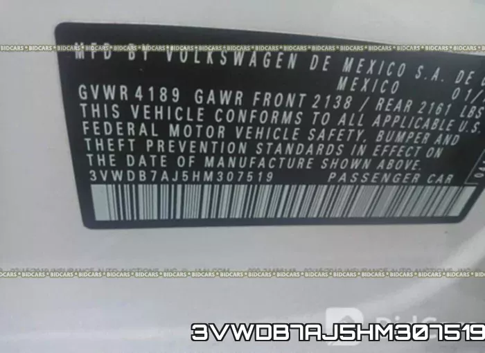 3VWDB7AJ5HM307519 фото 10