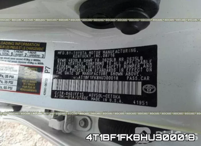 4T1BF1FK8HU300018 фото 10