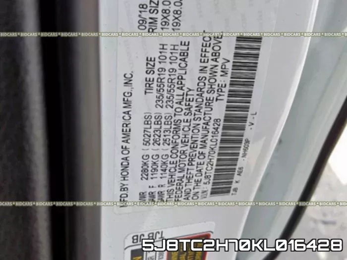 5J8TC2H70KL016428 фото 2