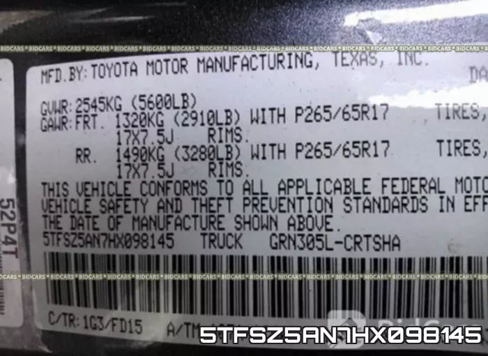 5TFSZ5AN7HX098145 фото 10