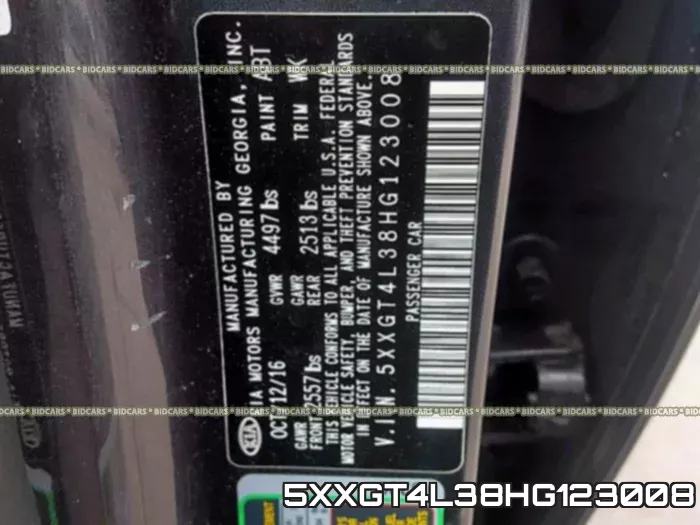 5XXGT4L38HG123008 фото 2