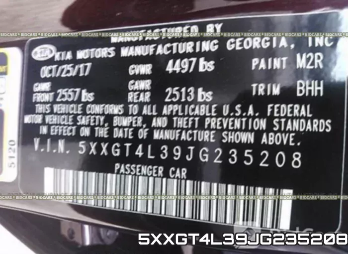5XXGT4L39JG235208 фото 10