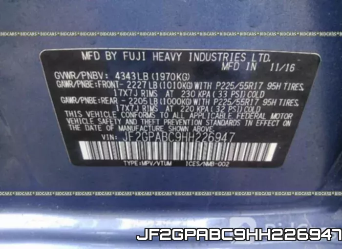 JF2GPABC9HH226947 фото 10