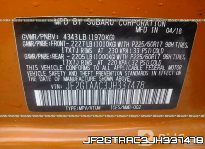 JF2GTAAC3JH337478 фото 10