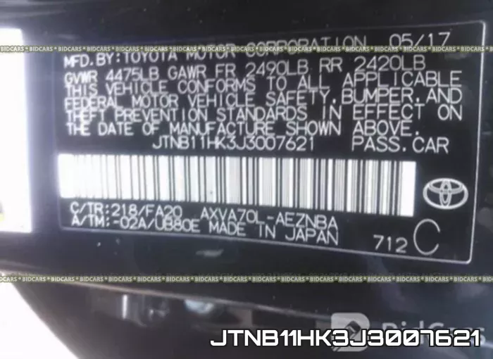 JTNB11HK3J3007621 фото 10
