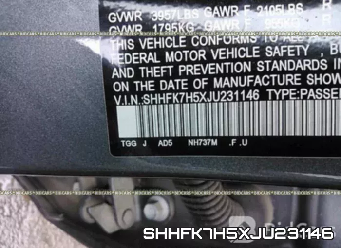 SHHFK7H5XJU231146 фото 10