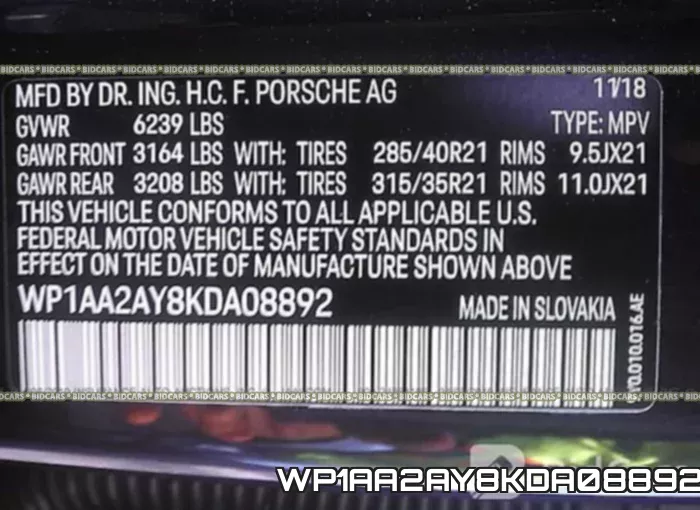 WP1AA2AY8KDA08892 фото 9
